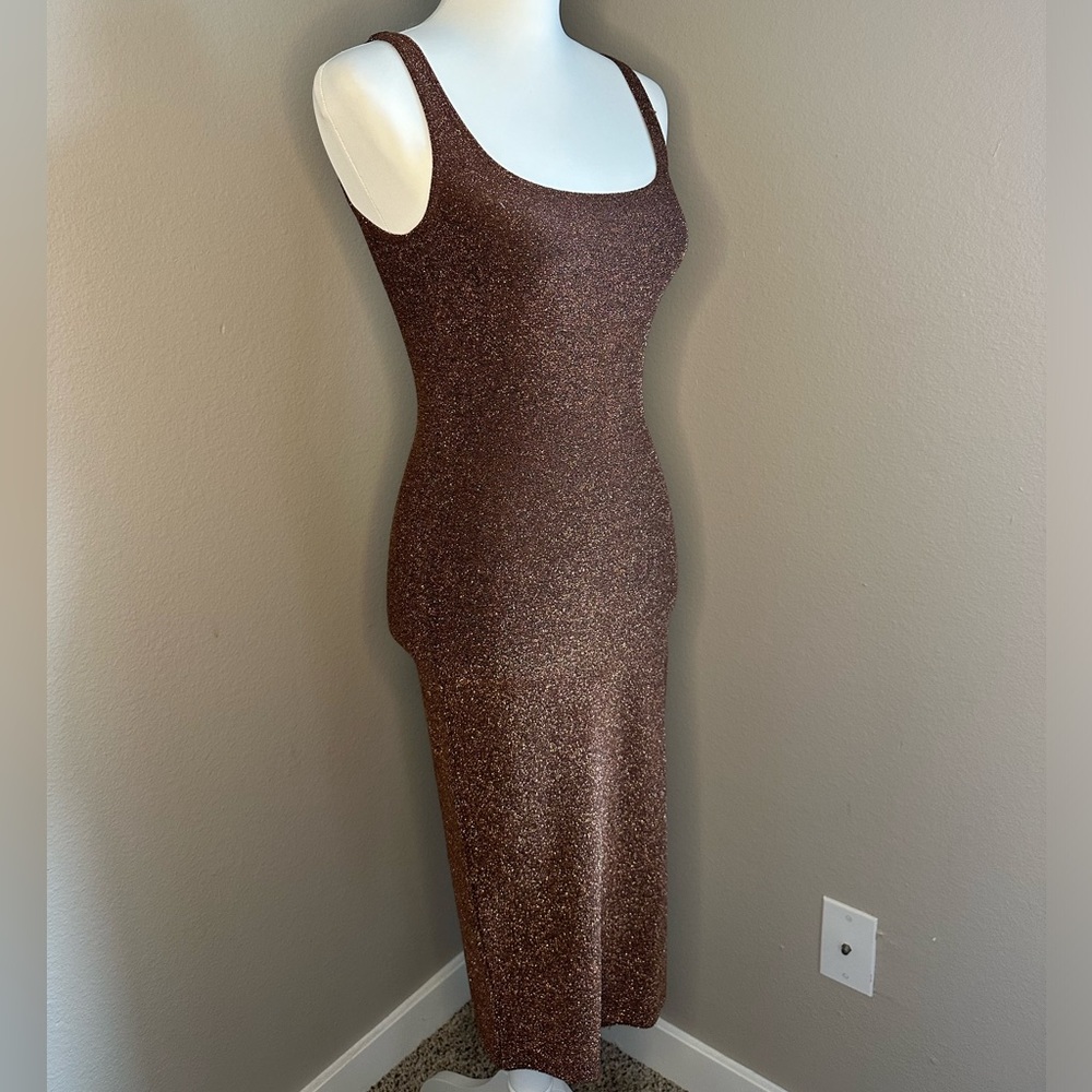 Brown Shimmery Midi Dress